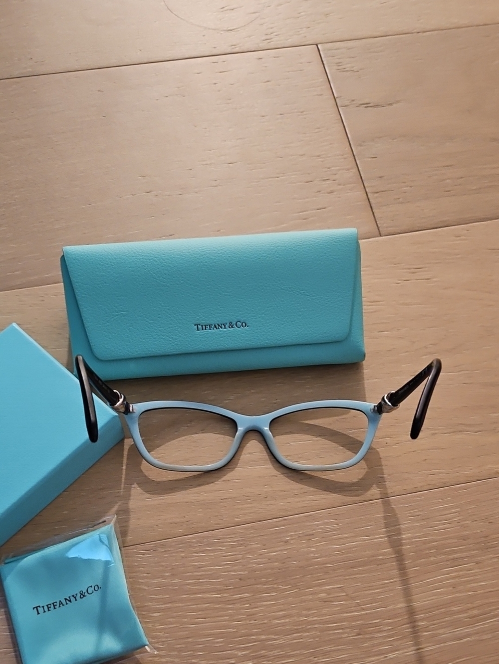 Tiffany & Co. Black Cat-Eye Glasses with Signature Tiffany Blue Case - Picture 7 of 9